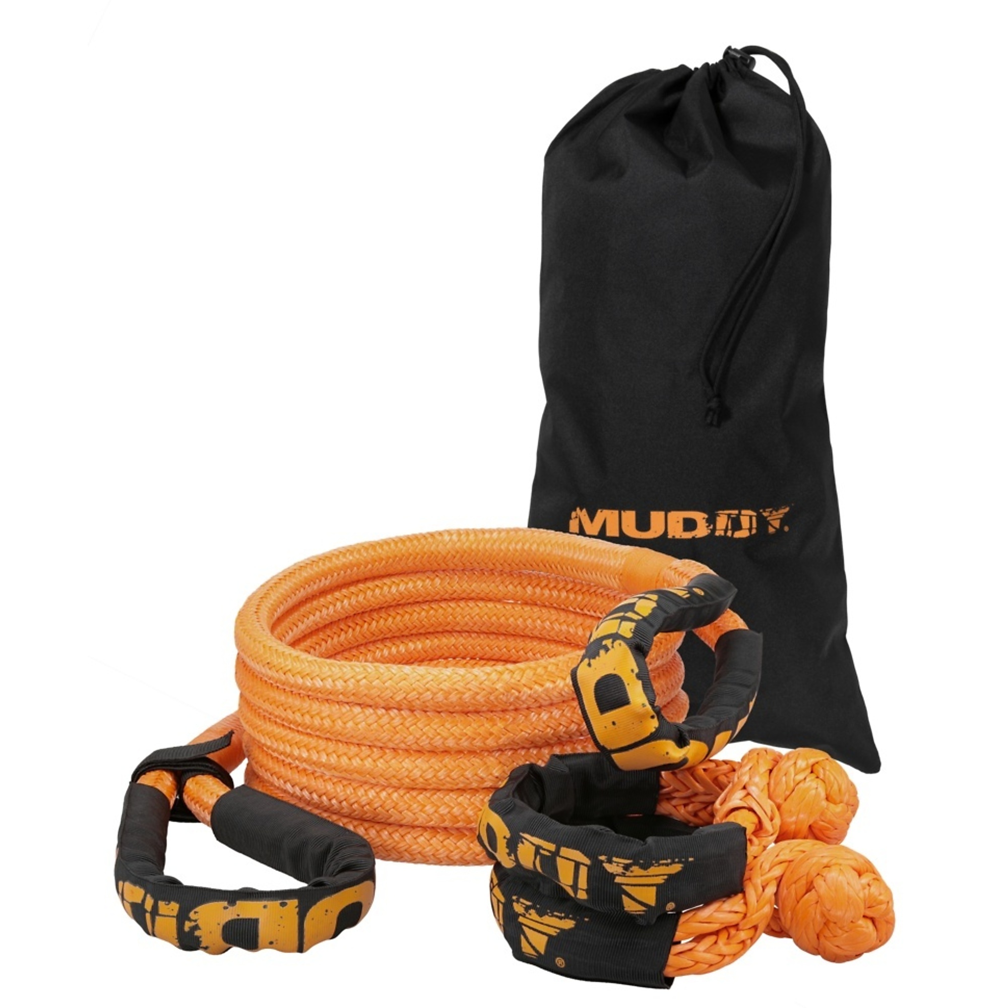 Muddy Kinetic Recovery Rope Kit — 7/8in. x 30ft., Double-Braided Nylon, 24,200-Lb. Capacity, Includes 2 Shackles, Orange, Model# MUD-KRRK30